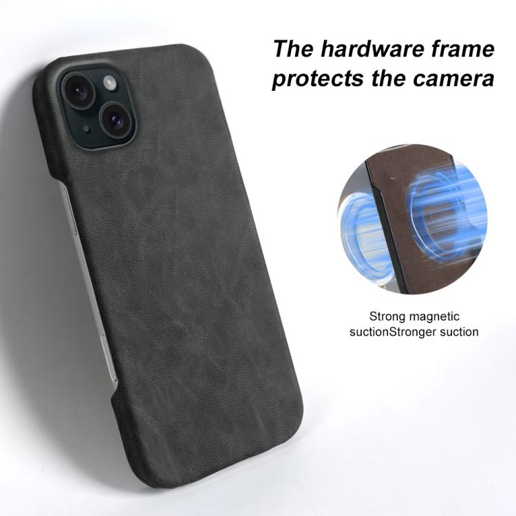 Cover posteriore per telefono in ecopelle con chiusura magnetica Retro-skin., For iPhone 15, For iPhone 14 Plus, For iPhone 14