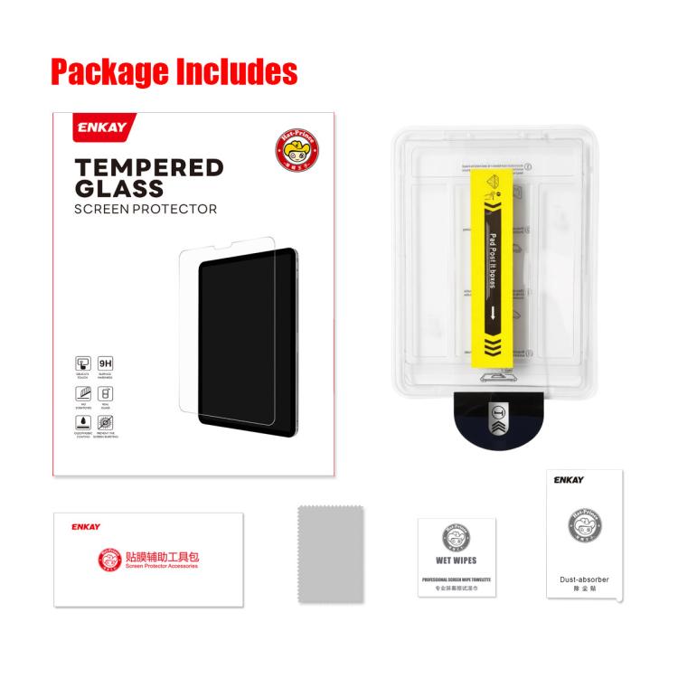 Pellicola protettiva in vetro temperato antideflagrante ENKAY Hat-Prince da 0,33 mm, facile da installare, per schermi di tablet., For iPad Air 11 2026 / 2025 / 2024, For iPad Pro 11 2025 / 2024, For iPad mini 6 / mini 2024                             ...
