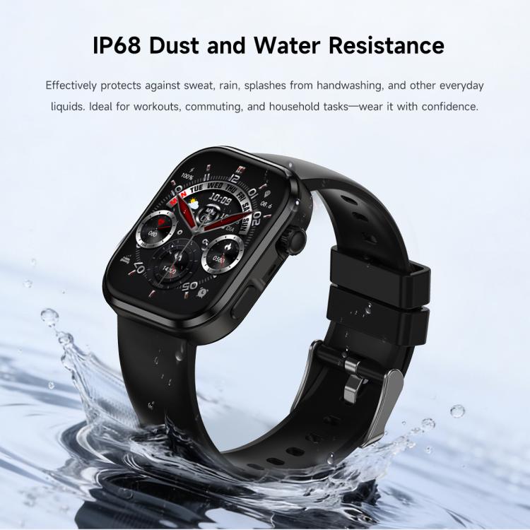 Smartwatch G47 con schermo a colori HD da 1,83 pollici, chiamate Bluetooth, cinturino in silicone e supporto per il monitoraggio della salute/funzione HRV.