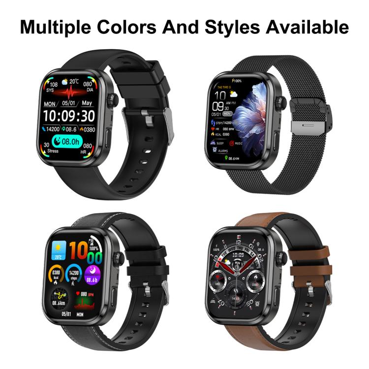 Smartwatch G47 con schermo a colori HD da 1,83 pollici, chiamate Bluetooth, cinturino in silicone e supporto per il monitoraggio della salute/funzione HRV.