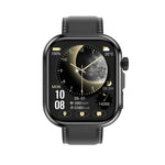 Smartwatch G47 con schermo a colori HD da 1,83 pollici, chiamate Bluetooth, cinturino in pelle vegana e supporto per il monitoraggio della salute/funzione HRV.