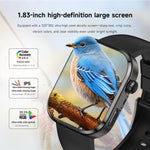 Smartwatch G47 con schermo a colori HD da 1,83 pollici, chiamate Bluetooth, cinturino in pelle vegana e supporto per il monitoraggio della salute/funzione HRV.