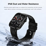 Smartwatch G47 con schermo a colori HD da 1,83 pollici, chiamate Bluetooth, cinturino in pelle vegana e supporto per il monitoraggio della salute/funzione HRV.