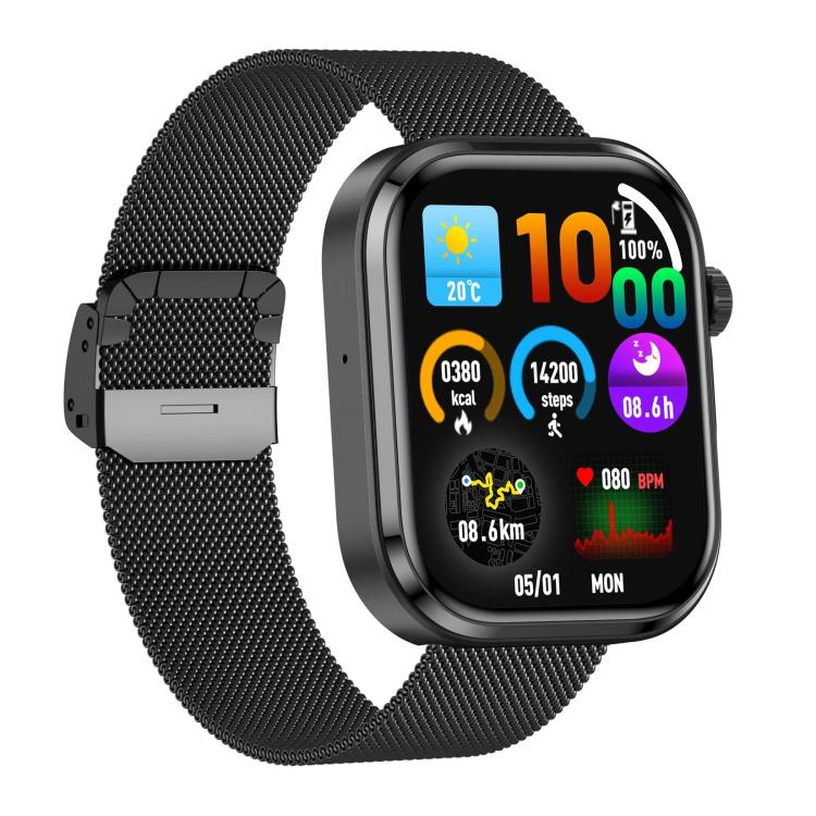 Smartwatch G47 con schermo a colori HD da 1,83 pollici, chiamate Bluetooth, cinturino in acciaio Milan, supporto per il monitoraggio della salute/funzione HRV.