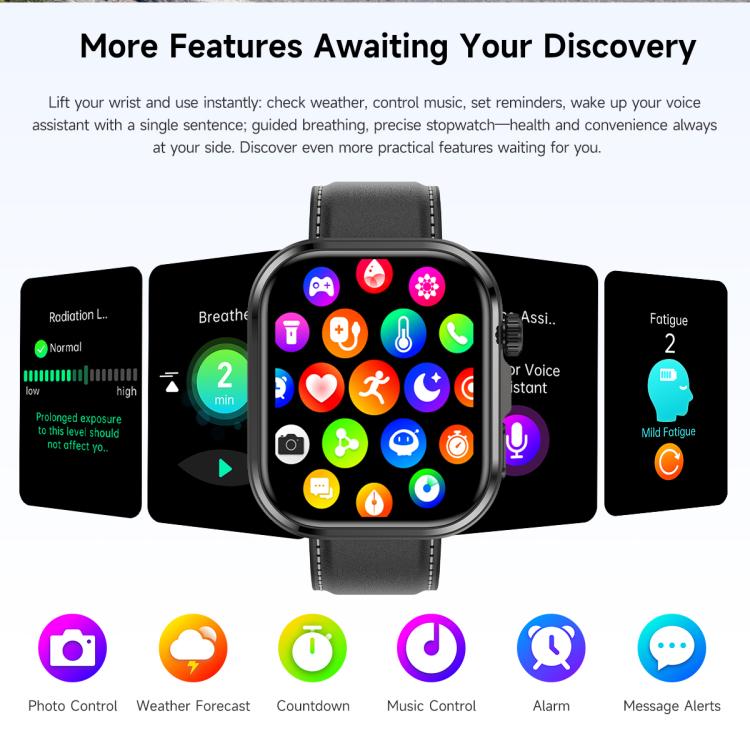 Smartwatch G47 con schermo a colori HD da 1,83 pollici, chiamate Bluetooth, cinturino in acciaio Milan, supporto per il monitoraggio della salute/funzione HRV.