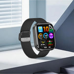 Smartwatch G47 con schermo a colori HD da 1,83 pollici, chiamate Bluetooth, cinturino in acciaio Milan, supporto per il monitoraggio della salute/funzione HRV.