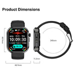 Smartwatch G47 con schermo a colori HD da 1,83 pollici, chiamate Bluetooth, cinturino in acciaio Milan, supporto per il monitoraggio della salute/funzione HRV.