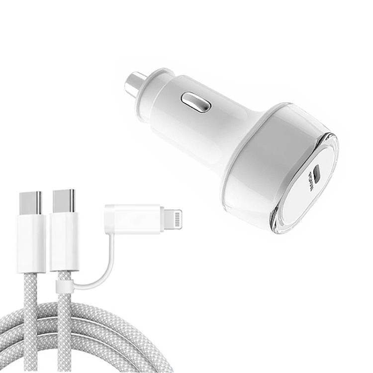 Caricabatterie da auto PD45W USB-C con cavi Type-C e 8 pin
