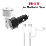 Caricabatterie da auto P01 PD45W Type-C / USB-C Buck Boost con cavo da Type-C a 8 pin e cavo dati Type-C., with Type-C to 8 Pin and Type-C Cable