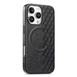 Custodia per telefono in PU magnetica antiurto con texture a griglia 3D, For iPhone 17 Pro, For iPhone Air, For iPhone 16 Pro, For iPhone 16