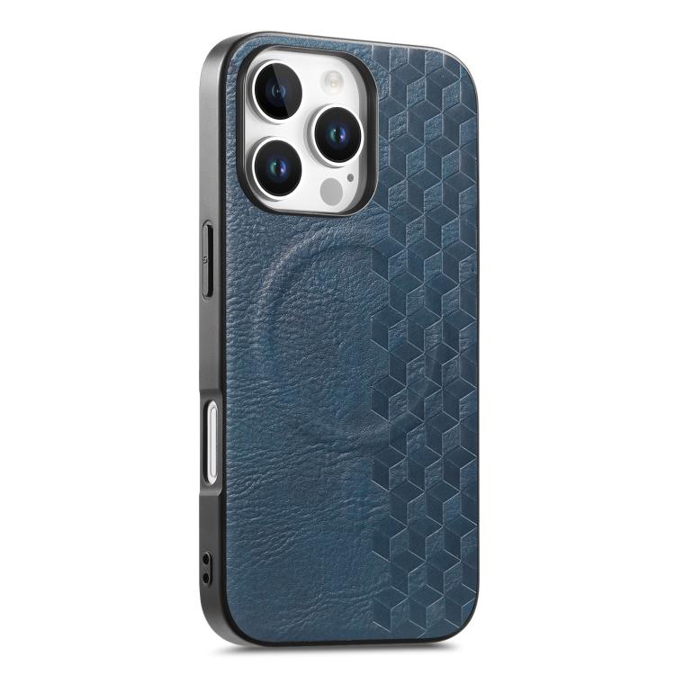 Custodia per telefono in PU magnetica antiurto con texture a griglia 3D, For iPhone 17 Pro, For iPhone Air, For iPhone 16 Pro, For iPhone 16