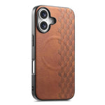 Custodia per telefono in PU magnetica antiurto con texture a griglia 3D, For iPhone 17 Pro, For iPhone Air, For iPhone 16 Pro, For iPhone 16