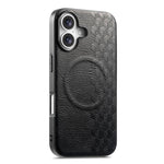 Custodia per telefono in PU magnetica antiurto con texture a griglia 3D, For iPhone 17 Pro, For iPhone Air, For iPhone 16 Pro, For iPhone 16