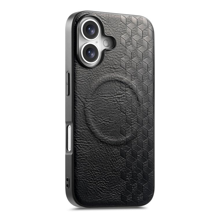 Custodia per telefono in PU magnetica antiurto con texture a griglia 3D, For iPhone 17 Pro, For iPhone Air, For iPhone 16 Pro, For iPhone 16
