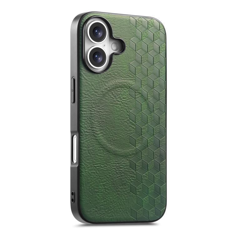 Custodia per telefono in PU magnetica antiurto con texture a griglia 3D, For iPhone 17 Pro, For iPhone Air, For iPhone 16 Pro, For iPhone 16