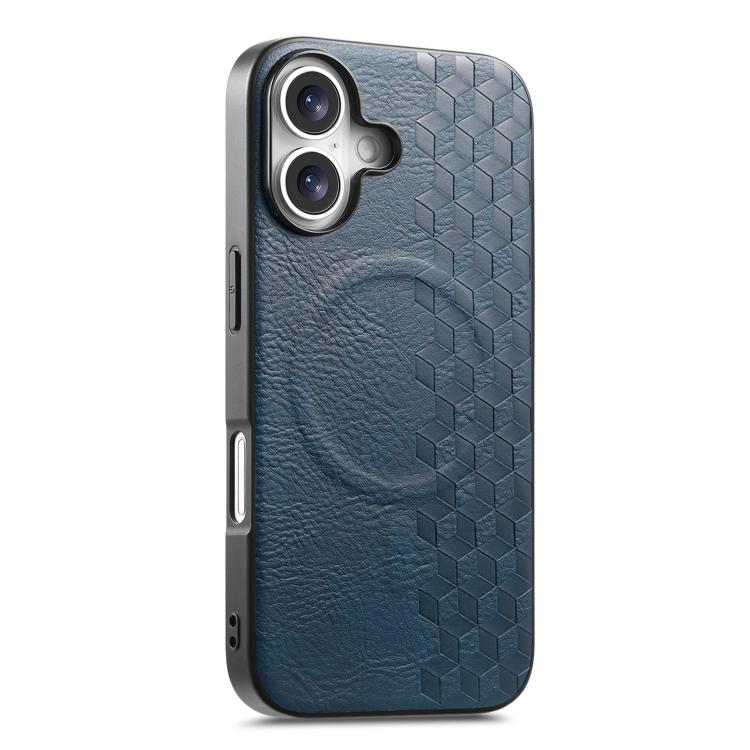 Custodia per telefono in PU magnetica antiurto con texture a griglia 3D, For iPhone 17 Pro, For iPhone Air, For iPhone 16 Pro, For iPhone 16