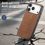 Custodia per telefono in PU magnetica antiurto con texture a griglia 3D, For iPhone 17 Pro, For iPhone Air, For iPhone 16 Pro, For iPhone 16