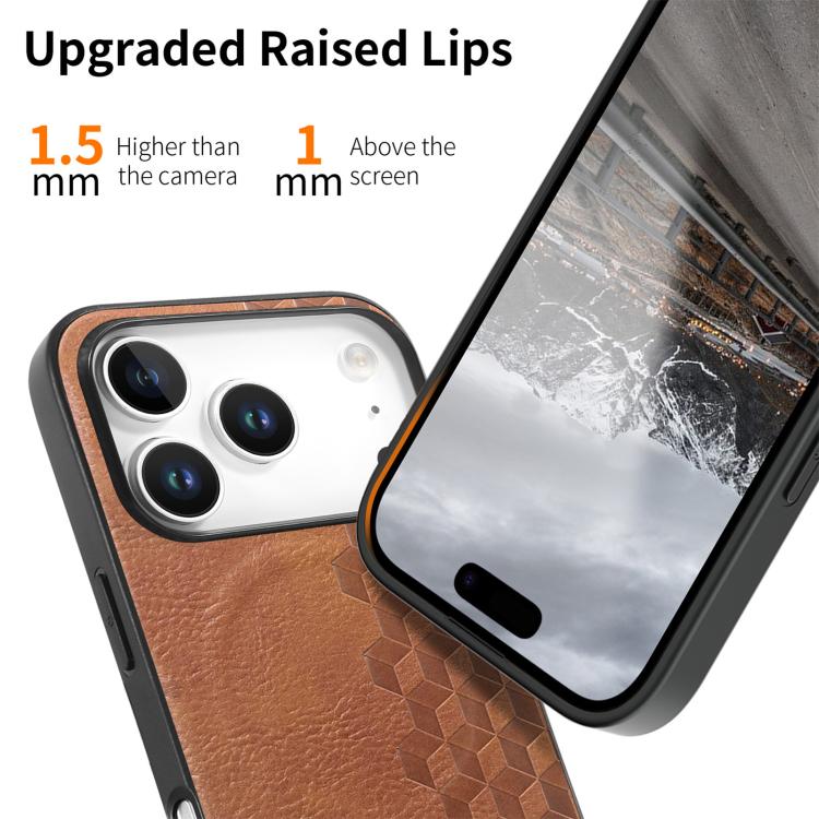 Custodia per telefono in PU magnetica antiurto con texture a griglia 3D, For iPhone 17 Pro, For iPhone Air, For iPhone 16 Pro, For iPhone 16