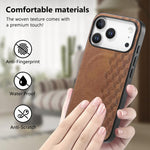 Custodia per telefono in PU magnetica antiurto con texture a griglia 3D, For iPhone 17 Pro, For iPhone Air, For iPhone 16 Pro, For iPhone 16