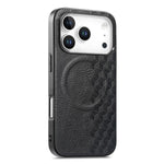 Custodia per telefono in PU magnetica antiurto con texture a griglia 3D, For iPhone 17 Pro, For iPhone Air, For iPhone 16 Pro, For iPhone 16