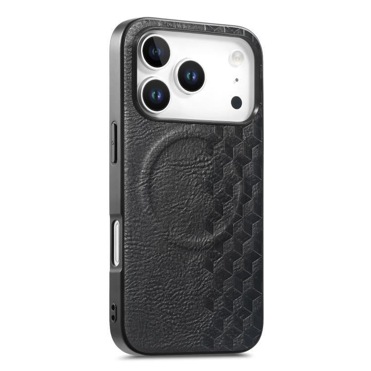 Custodia per telefono in PU magnetica antiurto con texture a griglia 3D, For iPhone 17 Pro, For iPhone Air, For iPhone 16 Pro, For iPhone 16