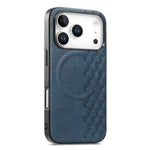 Custodia per telefono in PU magnetica antiurto con texture a griglia 3D, For iPhone 17 Pro, For iPhone Air, For iPhone 16 Pro, For iPhone 16