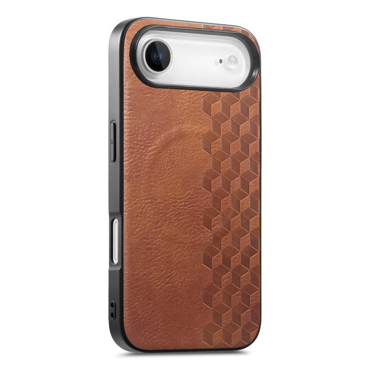 Custodia per telefono in PU magnetica antiurto con texture a griglia 3D, For iPhone 17 Pro, For iPhone Air, For iPhone 16 Pro, For iPhone 16