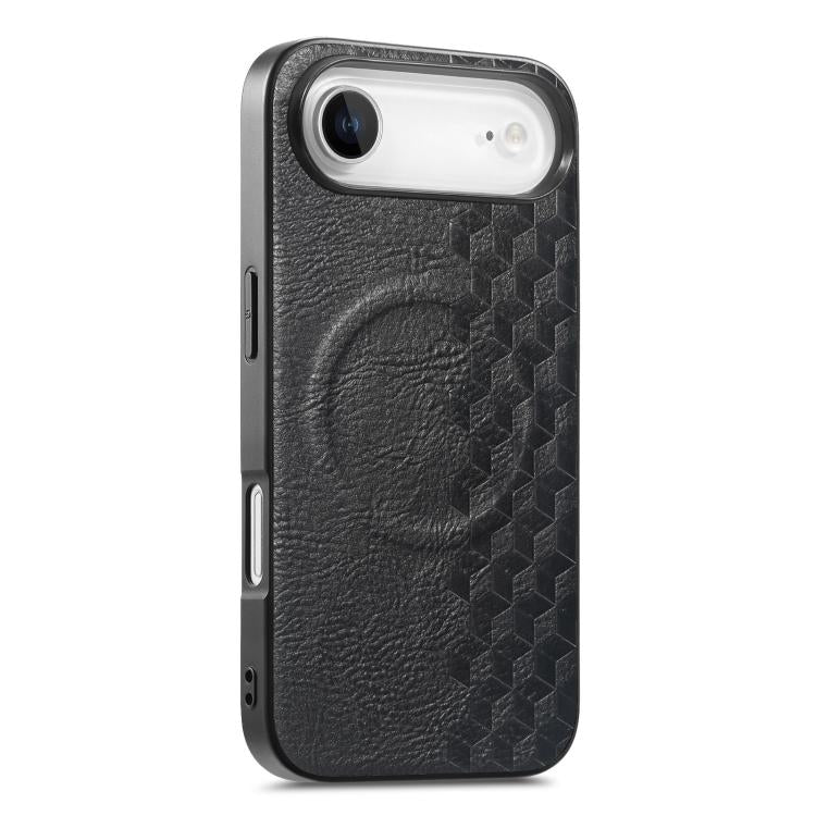 Custodia per telefono in PU magnetica antiurto con texture a griglia 3D, For iPhone 17 Pro, For iPhone Air, For iPhone 16 Pro, For iPhone 16