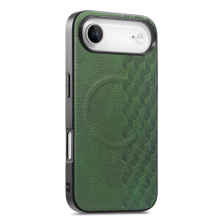 Custodia per telefono in PU magnetica antiurto con texture a griglia 3D, For iPhone 17 Pro, For iPhone Air, For iPhone 16 Pro, For iPhone 16