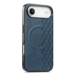 Custodia per telefono in PU magnetica antiurto con texture a griglia 3D, For iPhone 17 Pro, For iPhone Air, For iPhone 16 Pro, For iPhone 16