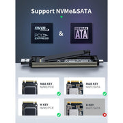 Box esterno per SSD Lemorele SD3L M.2 NVMe con interfaccia PCIe M Key e installazione senza attrezzi.