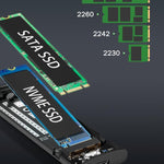 Box esterno Lemorele SD2L Dual-Bay M.2 con adattatore ad alta velocità NVMe SATA 10Gbps e alloggiamento NVMe SATA a doppio alloggiamento da 10 Gbps.