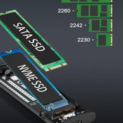 Box esterno Lemorele SD2L Dual-Bay M.2 con adattatore ad alta velocità NVMe SATA 10Gbps e alloggiamento NVMe SATA a doppio alloggiamento da 10 Gbps.