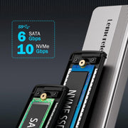 Box esterno Lemorele SD2L Dual-Bay M.2 con adattatore ad alta velocità NVMe SATA 10Gbps e alloggiamento NVMe SATA a doppio alloggiamento da 10 Gbps.