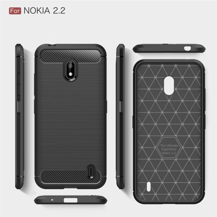 Custodia in TPU in fibra di carbonio con trama spazzolata per Nokia 2.2