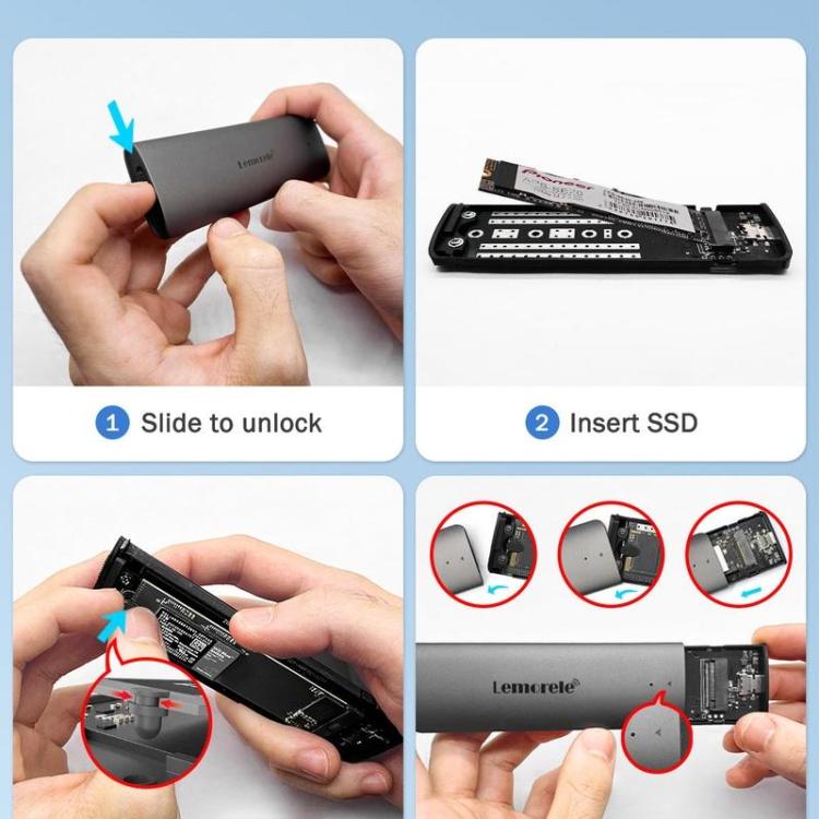 Box esterno Lemorele SD1L per SSD M.2 NVMe USB 3.2 Gen2