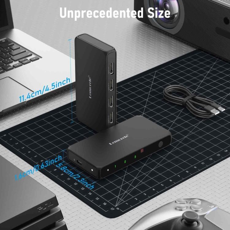 Lemorele G99 3 In 1 Out HDMI Switch 4K 60Hz HDR HDCP2.2 IR Remote Control HDMI Switcher