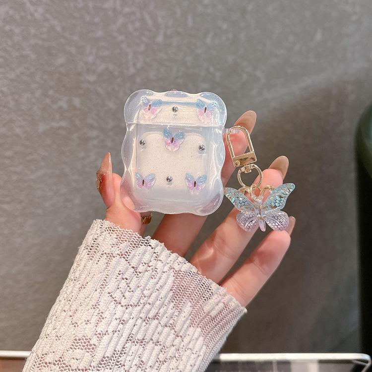 Custodia per auricolari wireless Bluetooth Super-Fairy con farfalla sfumata, For Airpods 4, For Airpods 3, For Airpods 1 / 2