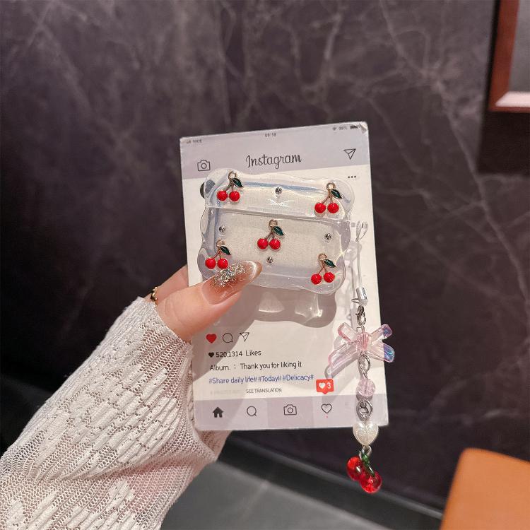 Custodia per auricolari Bluetooth wireless Girly Cherry, For Airpods 4, For Airpods 3, For Airpods 1 / 2