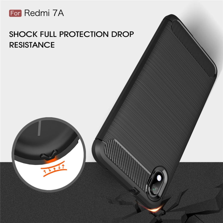 Custodia TPU in fibra di carbonio testurizzata spazzolata per Xiaomi Redmi 7A