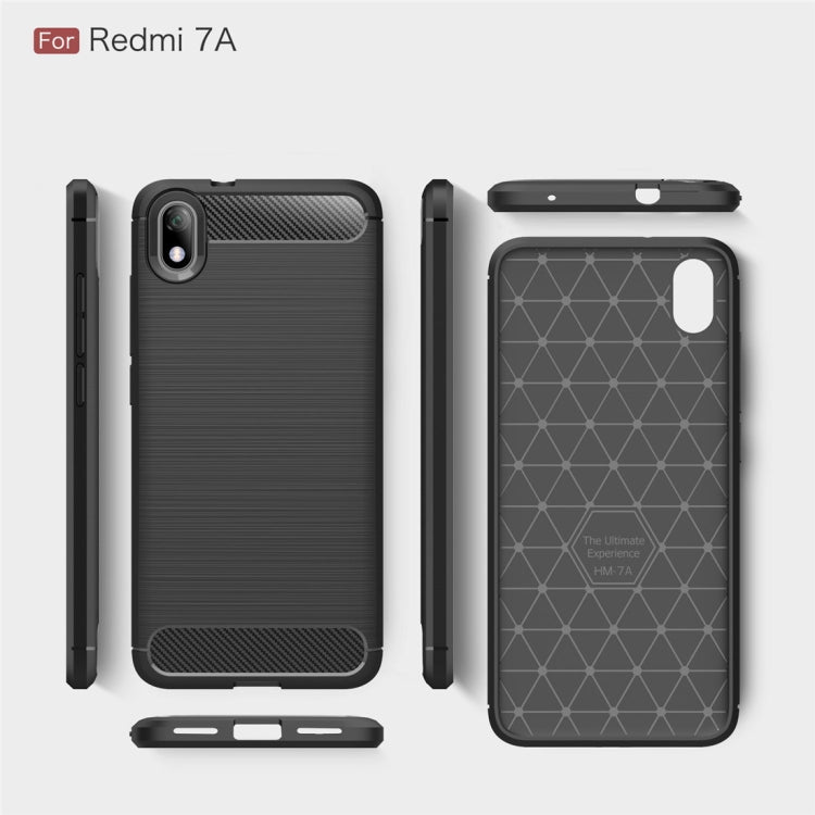 Custodia TPU in fibra di carbonio testurizzata spazzolata per Xiaomi Redmi 7A