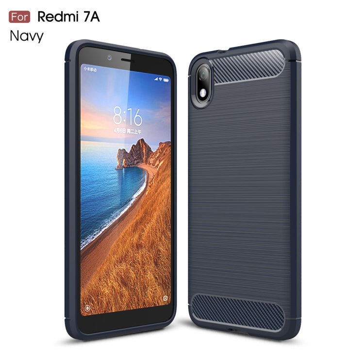 Custodia TPU in fibra di carbonio testurizzata spazzolata per Xiaomi Redmi 7A