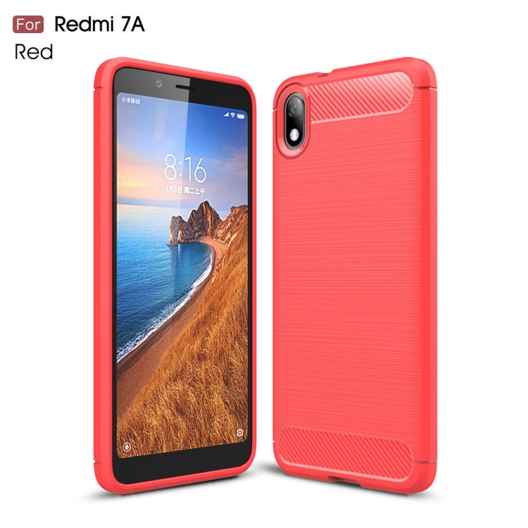 Custodia TPU in fibra di carbonio testurizzata spazzolata per Xiaomi Redmi 7A