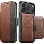 Suteni Q07S3 Portafoglio con apertura a libro con motivo a pelle di vacchetta e custodia magnetica rimovibile per telefono., For iPhone 18, For iPhone 18 Pro, For iPhone 18 Pro Max, For iPhone 17 Pro Max, For iPhone 17 Pro, For iPhone 17, For iPhone Ai...