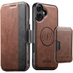 Suteni Q07S3 Portafoglio con apertura a libro con motivo a pelle di vacchetta e custodia magnetica rimovibile per telefono., For iPhone 16 Pro, For iPhone 16 Plus, For iPhone 16, For iPhone 15 Pro Max, For iPhone 15 Pro, For iPhone 15 Plus, For iPhone ...