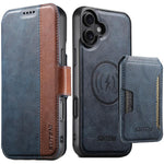 Suteni Q07S3 Portafoglio con apertura a libro con motivo a pelle di vacchetta e custodia magnetica rimovibile per telefono., For iPhone 16 Pro, For iPhone 16 Plus, For iPhone 16, For iPhone 15 Pro Max, For iPhone 15 Pro, For iPhone 15 Plus, For iPhone ...
