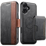 Suteni Q07S3 Portafoglio con apertura a libro con motivo a pelle di vacchetta e custodia magnetica rimovibile per telefono., For iPhone 18, For iPhone 18 Pro, For iPhone 18 Pro Max, For iPhone 17 Pro Max, For iPhone 17 Pro, For iPhone 17, For iPhone Ai...