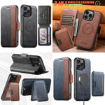 Suteni Q07S3 Portafoglio con apertura a libro con motivo a pelle di vacchetta e custodia magnetica rimovibile per telefono., For iPhone 18, For iPhone 18 Pro, For iPhone 18 Pro Max, For iPhone 17 Pro Max, For iPhone 17 Pro, For iPhone 17, For iPhone Ai...