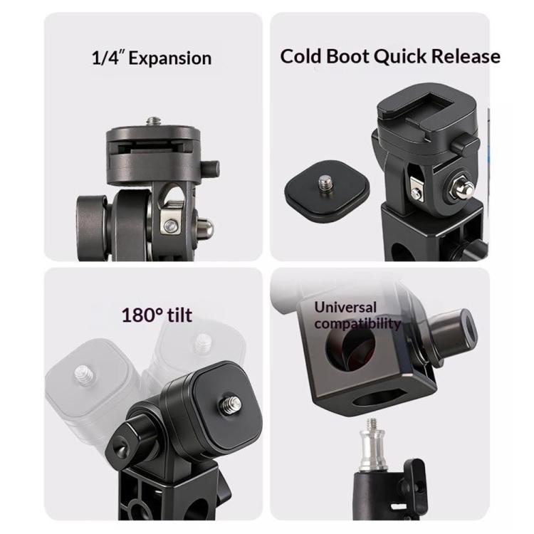 Y079 Luce di riempimento per fotocamera/telefono, supporto girevole a 180 gradi, attacco a slitta con vite da 1/4
