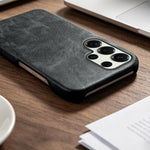 Cover posteriore per telefono in ecopelle con chiusura magnetica Retro-skin., For Galaxy S25 Ultra 5G, For Galaxy S24 FE 5G, For Galaxy A55 5G
